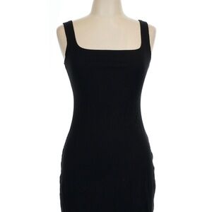 Reformation Black Ribbed Knit Tank Dress